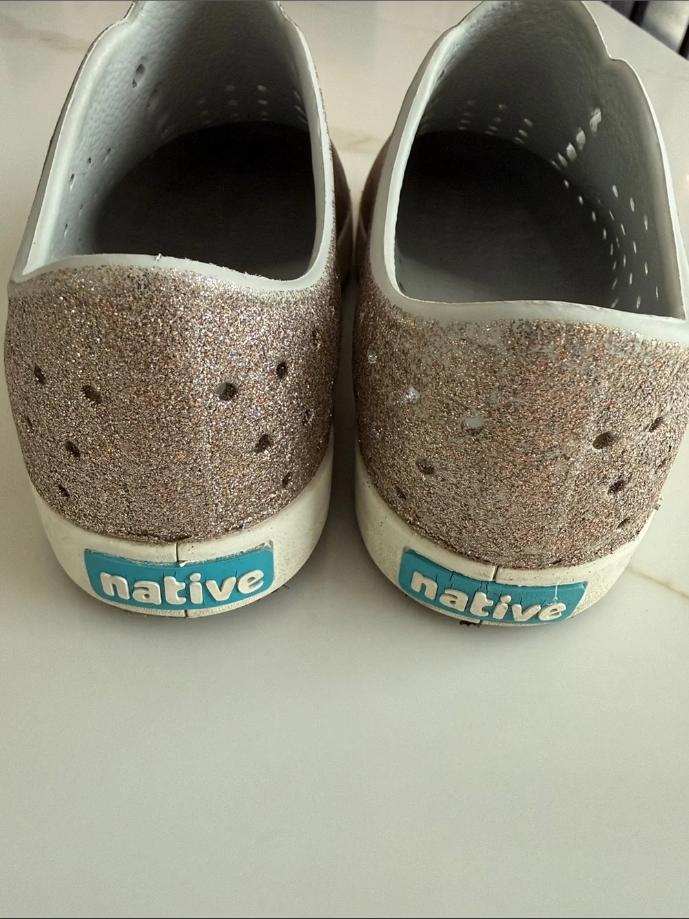 Native Kids Slip-On Sneakers in Rose Metallic